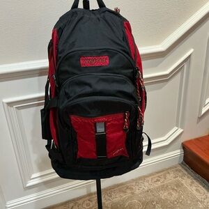 Jansport Black and Red Men's Backpack with Multiple Pockets